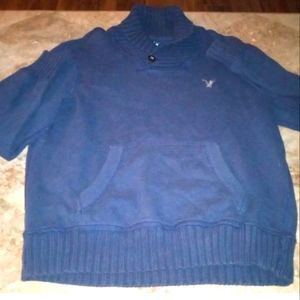 Men's Medium American Eagle Pullover Sweater with Shawl Collar Navy Blue